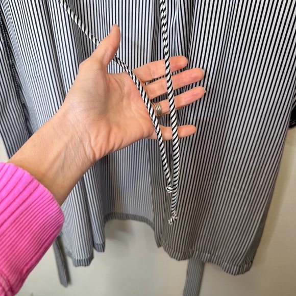 Apt. 9 | Striped Satin Lace Cuffs Open Front Belted Mini Robe - Picture 12 of 16